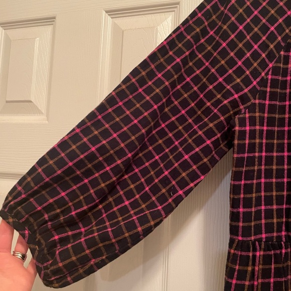 Madewell Plaid Flannel Raglan Button Front Shirt Dress Size 6 EUC - Picture 11 of 13